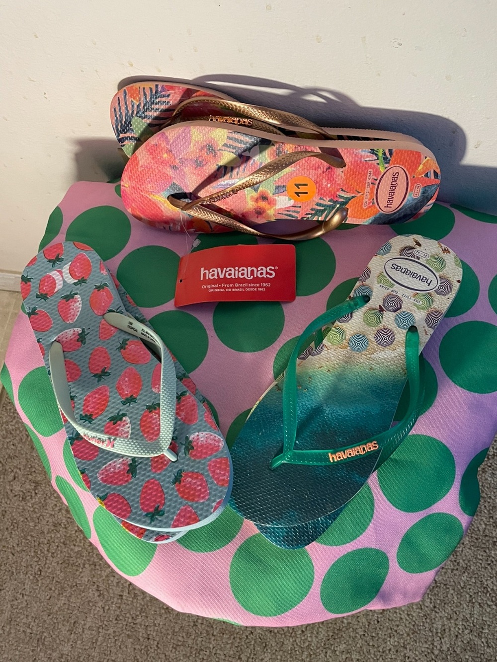 Havaianas Trio Flip Flop Set - Coral, Teal, Pink